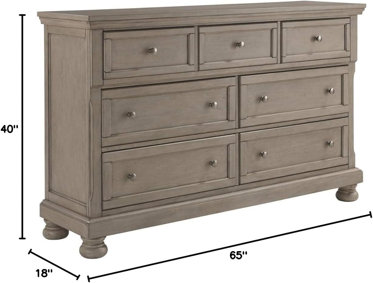 Lettner Modern Traditional 7 Drawer Dresser, Light Gray-2