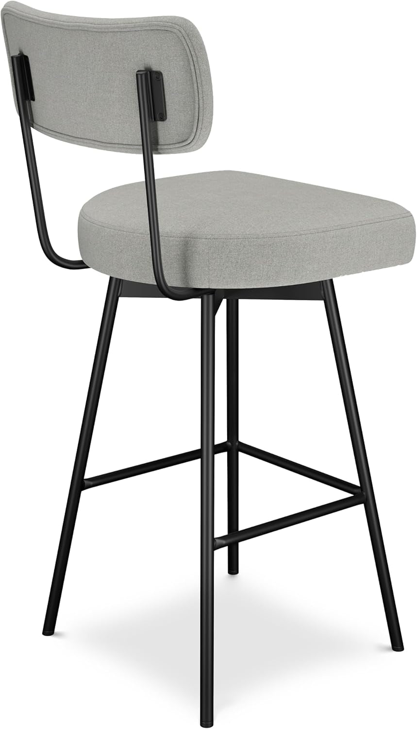 Giselle Swivel Bar Stools Set 2 29 Inch Upholstered Light Grey-4