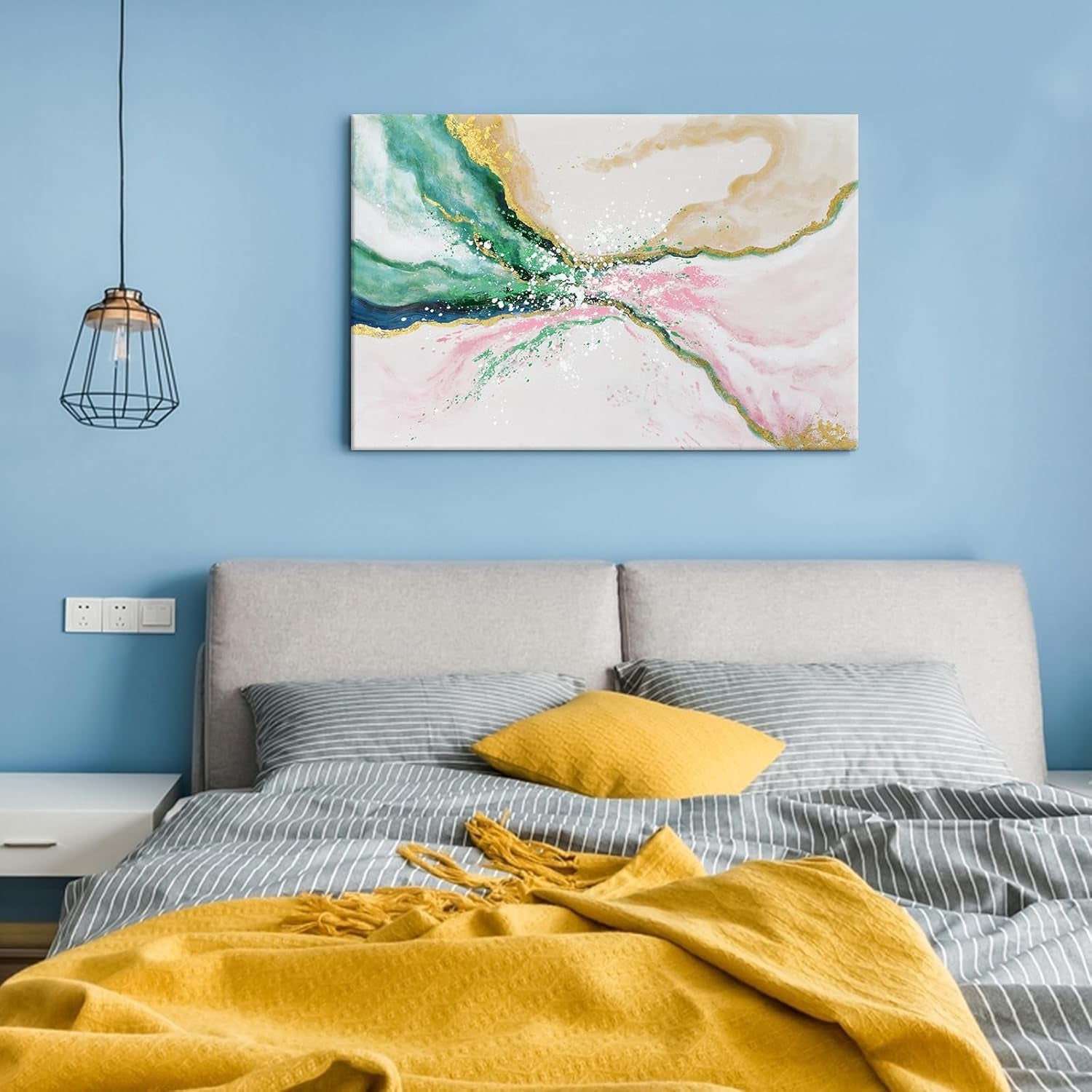 Emerald-Green Abstract Wall Art 36x24 Canvas Print-2