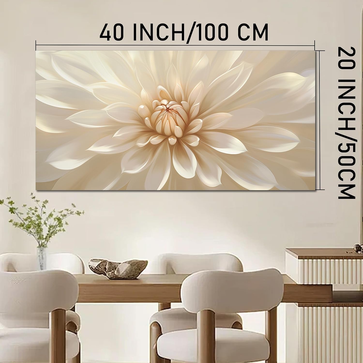 Oversized Floral Luxurious Canvas Wall Art 20x40 Inches-4