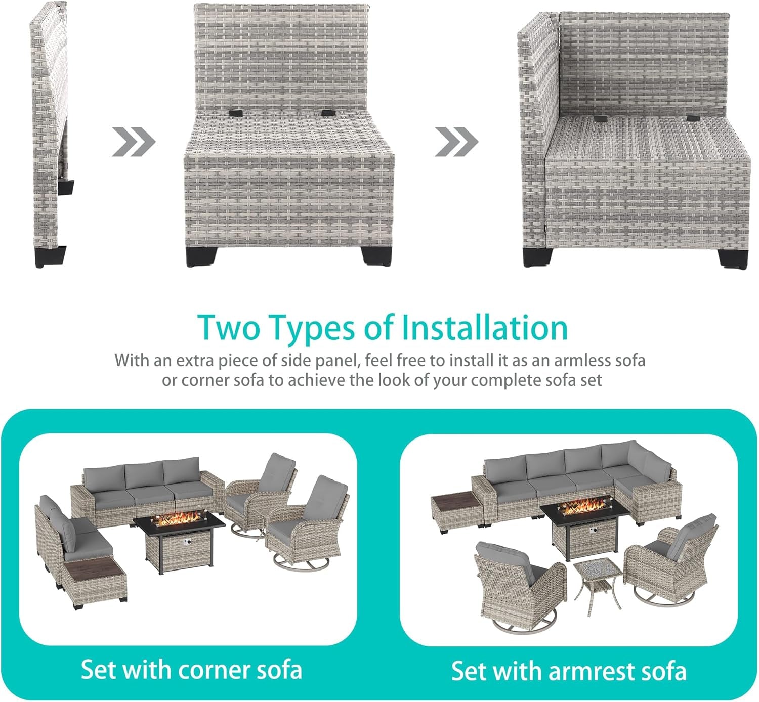 10-Piece Outdoor Patio Set with Fire Pit Table-2