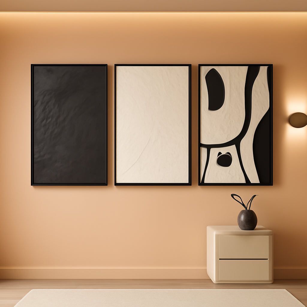 Black And White Framed Abstract Gallery Wall Art 20x30-0
