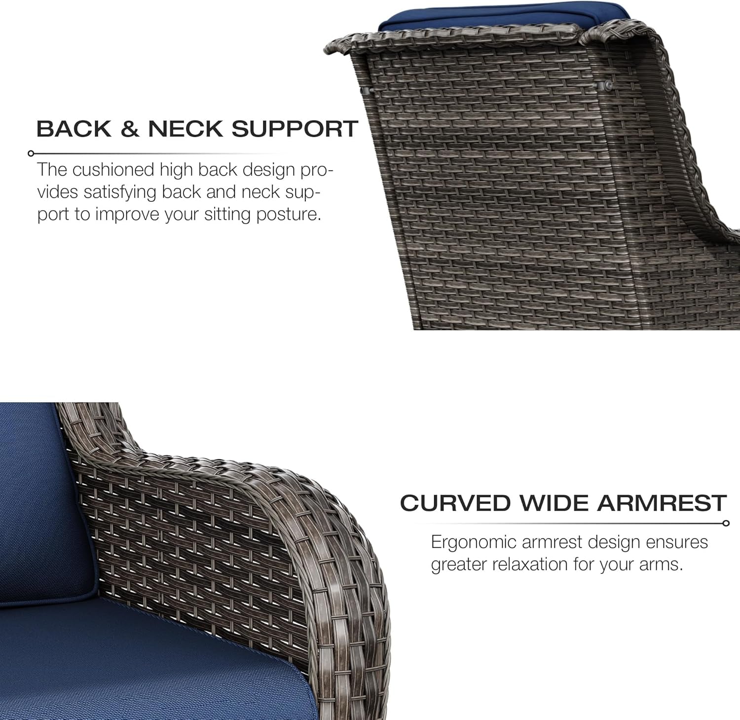 5-Piece Wicker Patio Furniture Set with Cushions-3
