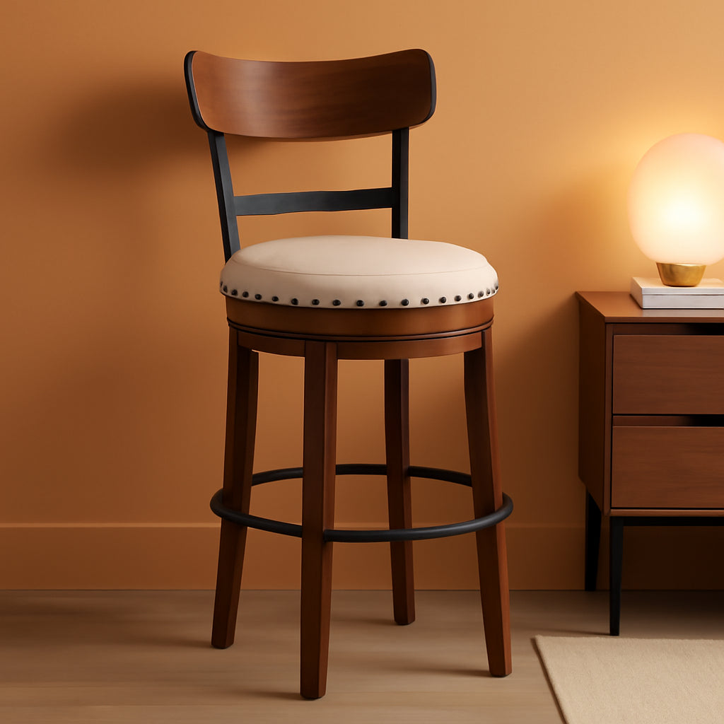 Valebeck 30 Inch Farmhouse Pub Height Bar Stool Brown-0