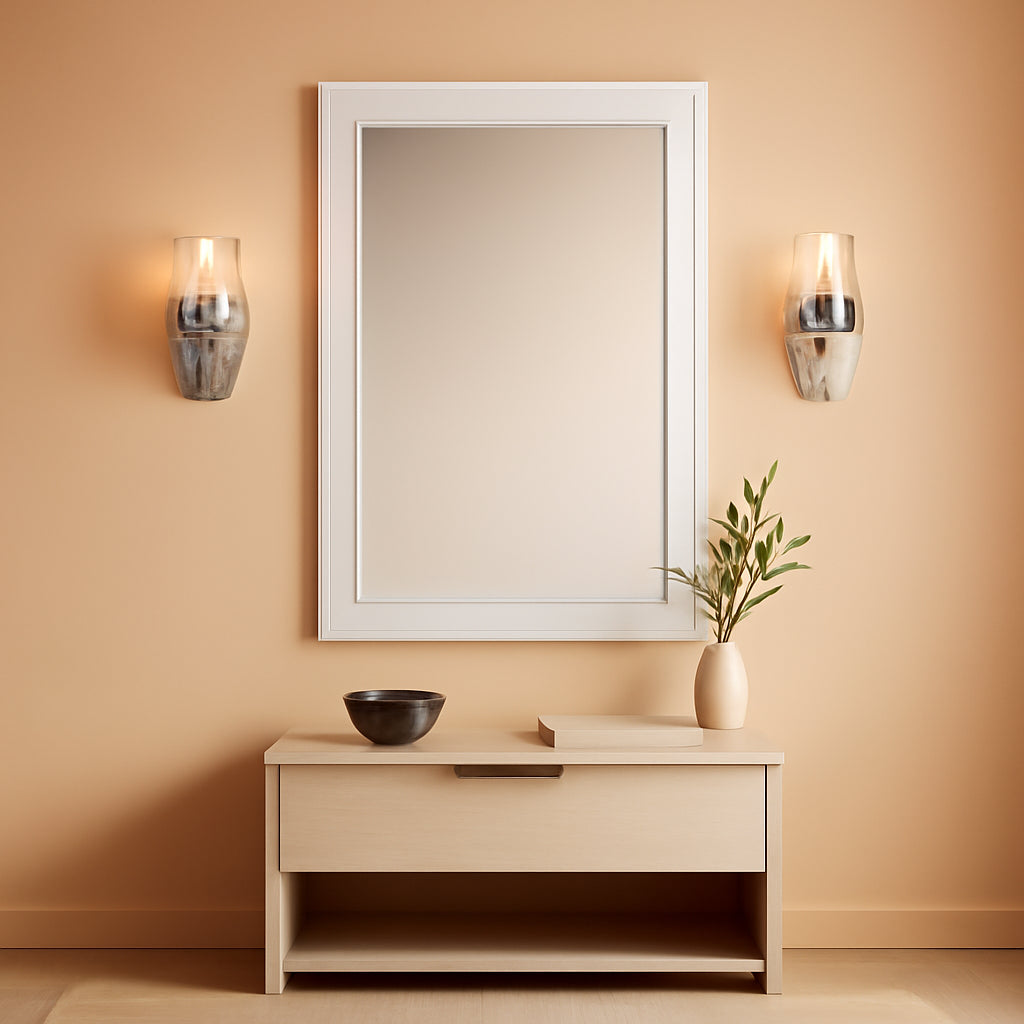 Rectangular White Wood Wall Mirror 24x36 Inches Bathroom-0