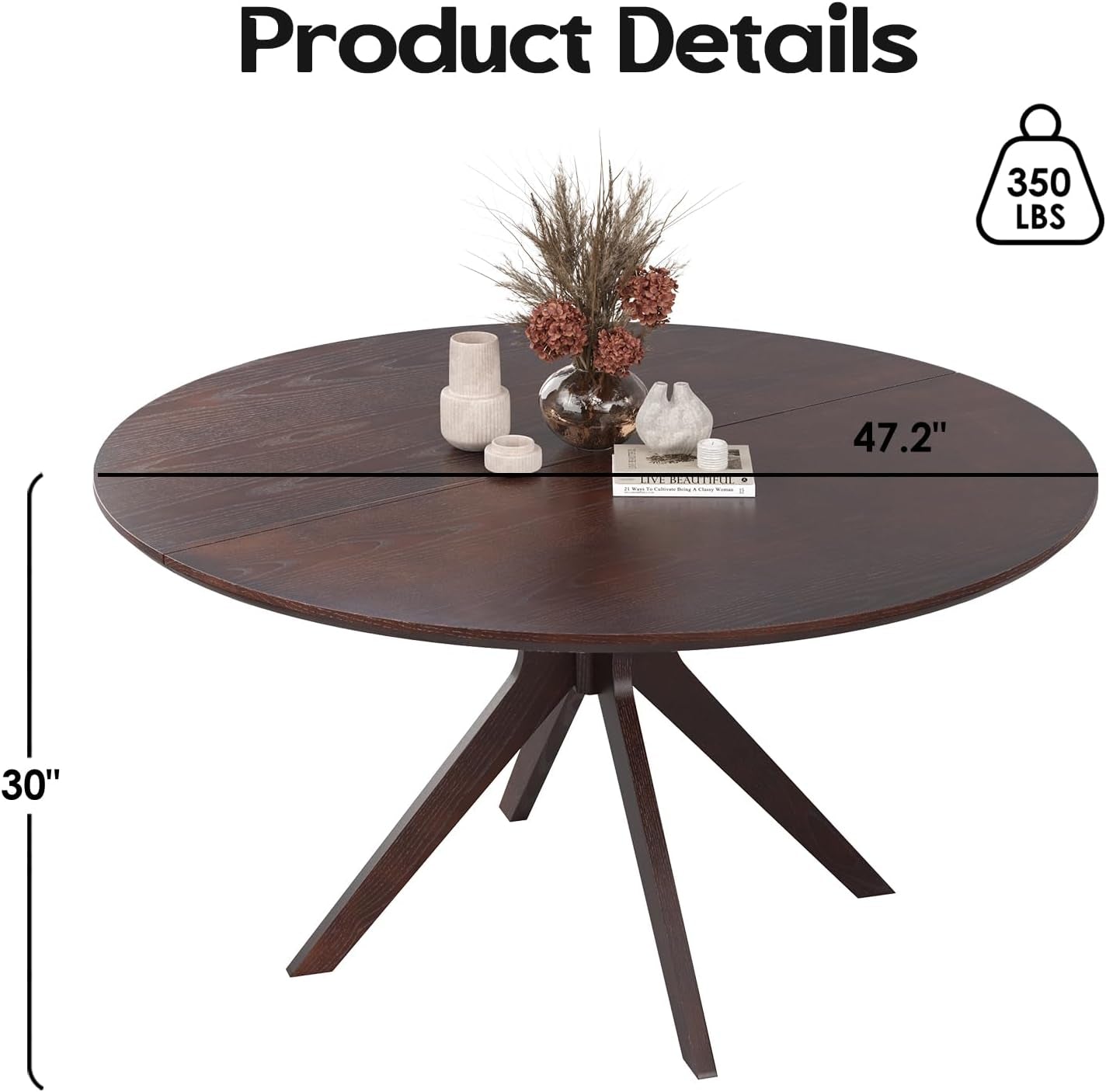 47.2 Inches Walnut Dining Table Unparalleled Artisanal-1