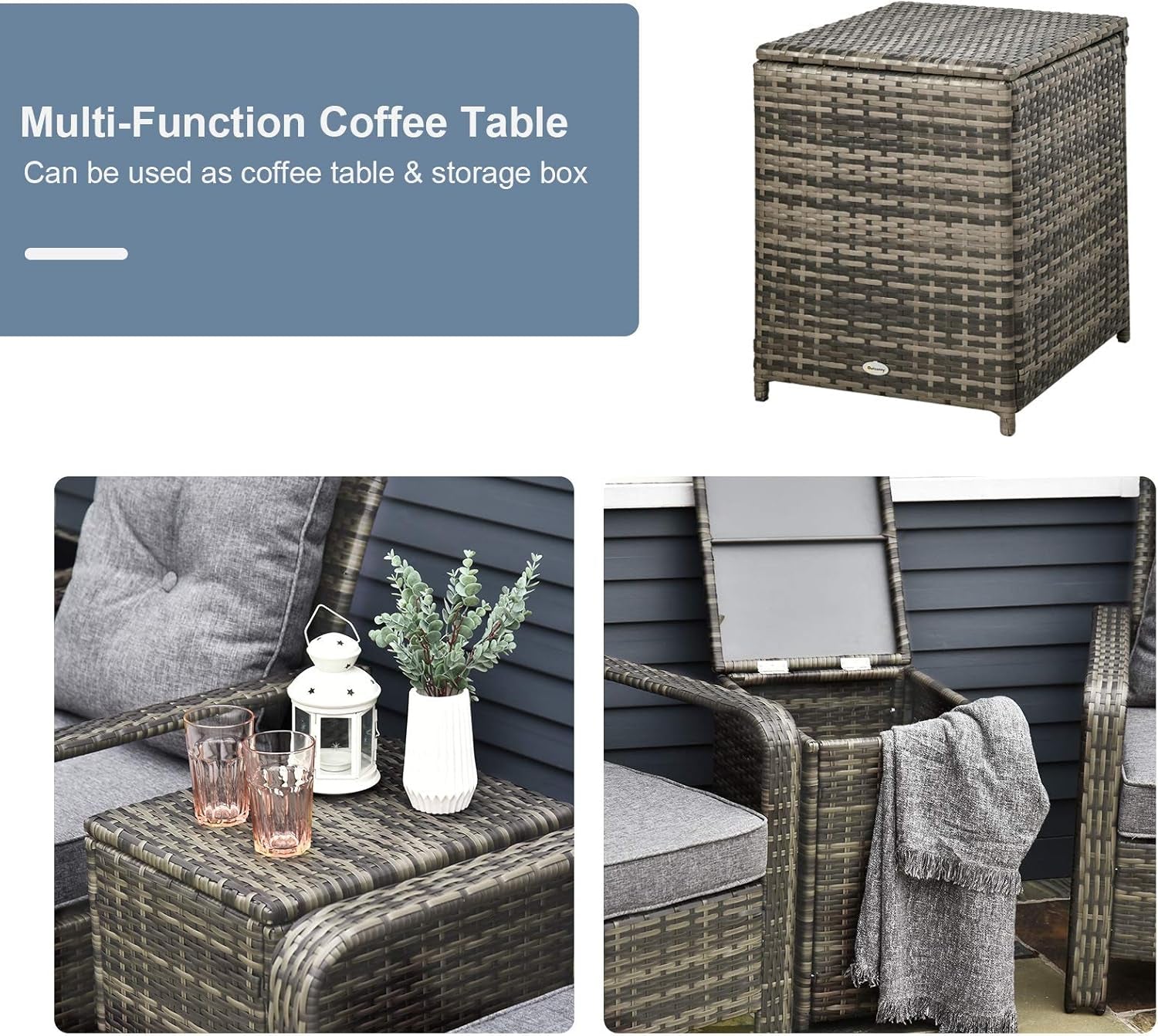 Three Piece Patio Furniture Set with Cushions and Table-3