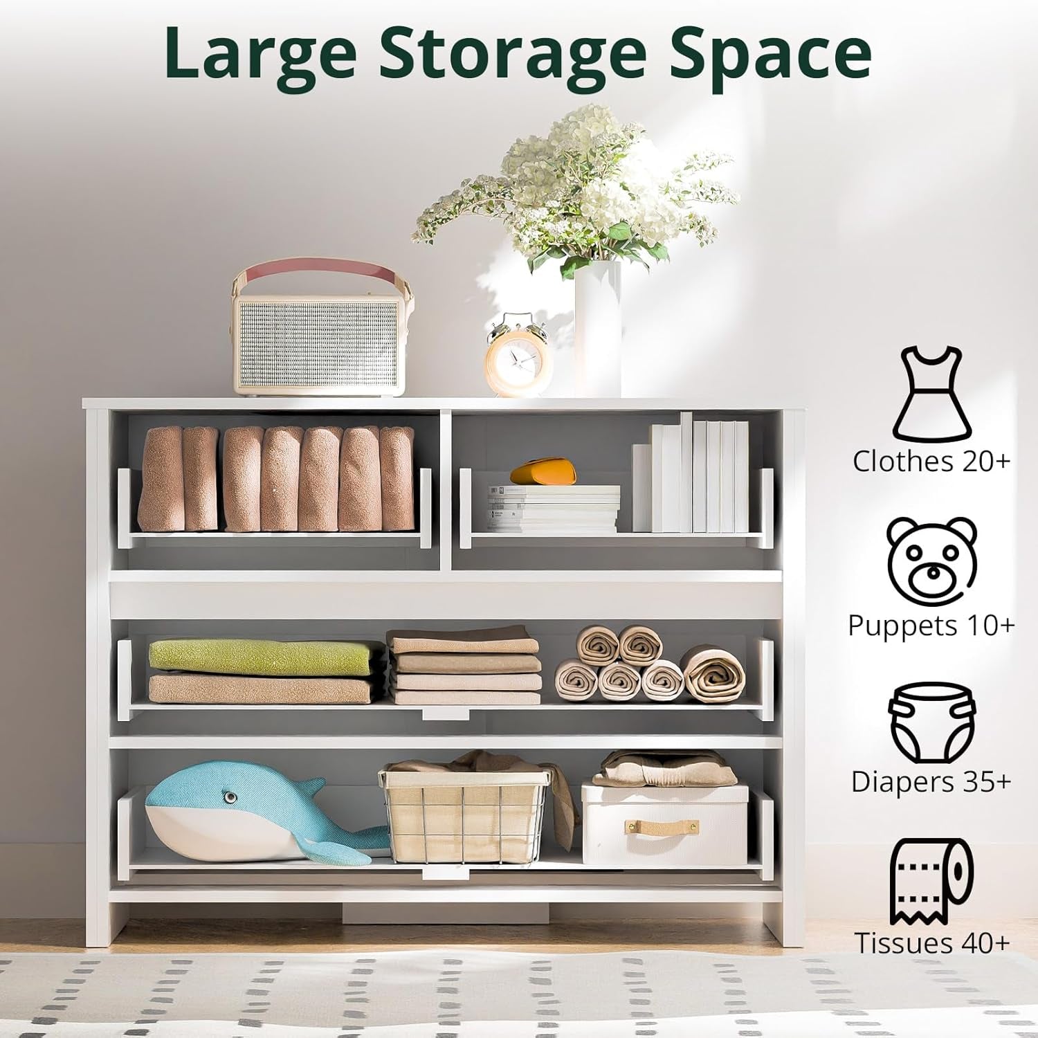 White Four Drawer Dresser With Contemporary Finish-3