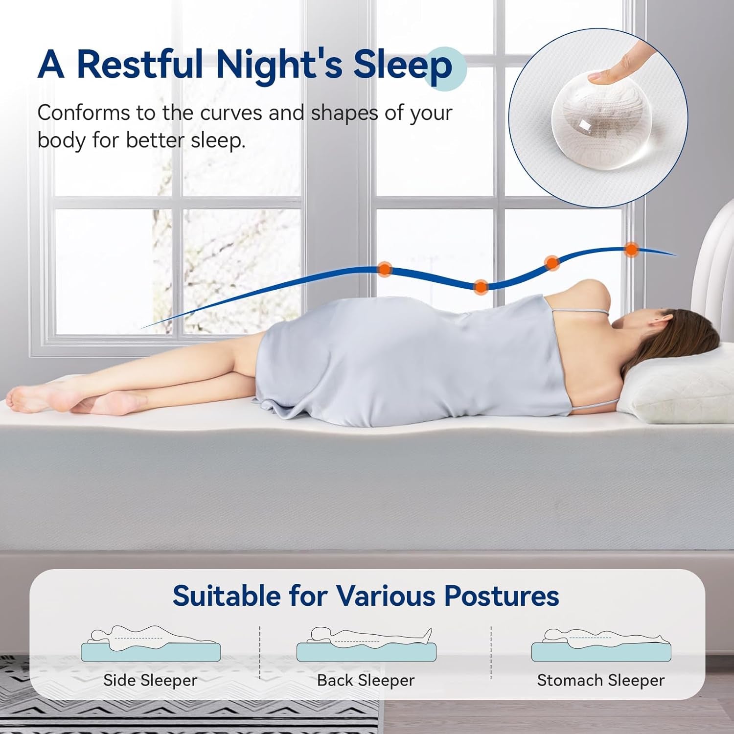 Memory Foam Mattress 12Inch Ultra Soft White Comfort-4