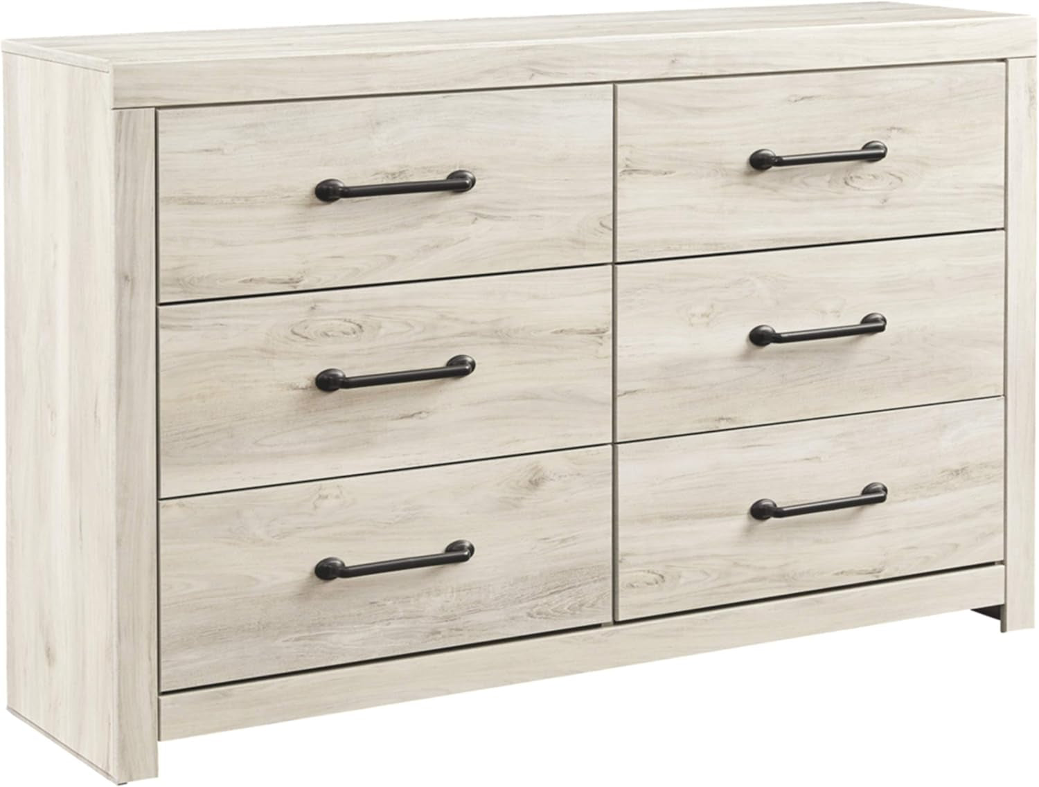 Cambeck Farmhouse Industrial 6 Drawer Dresser, Whitewash-0