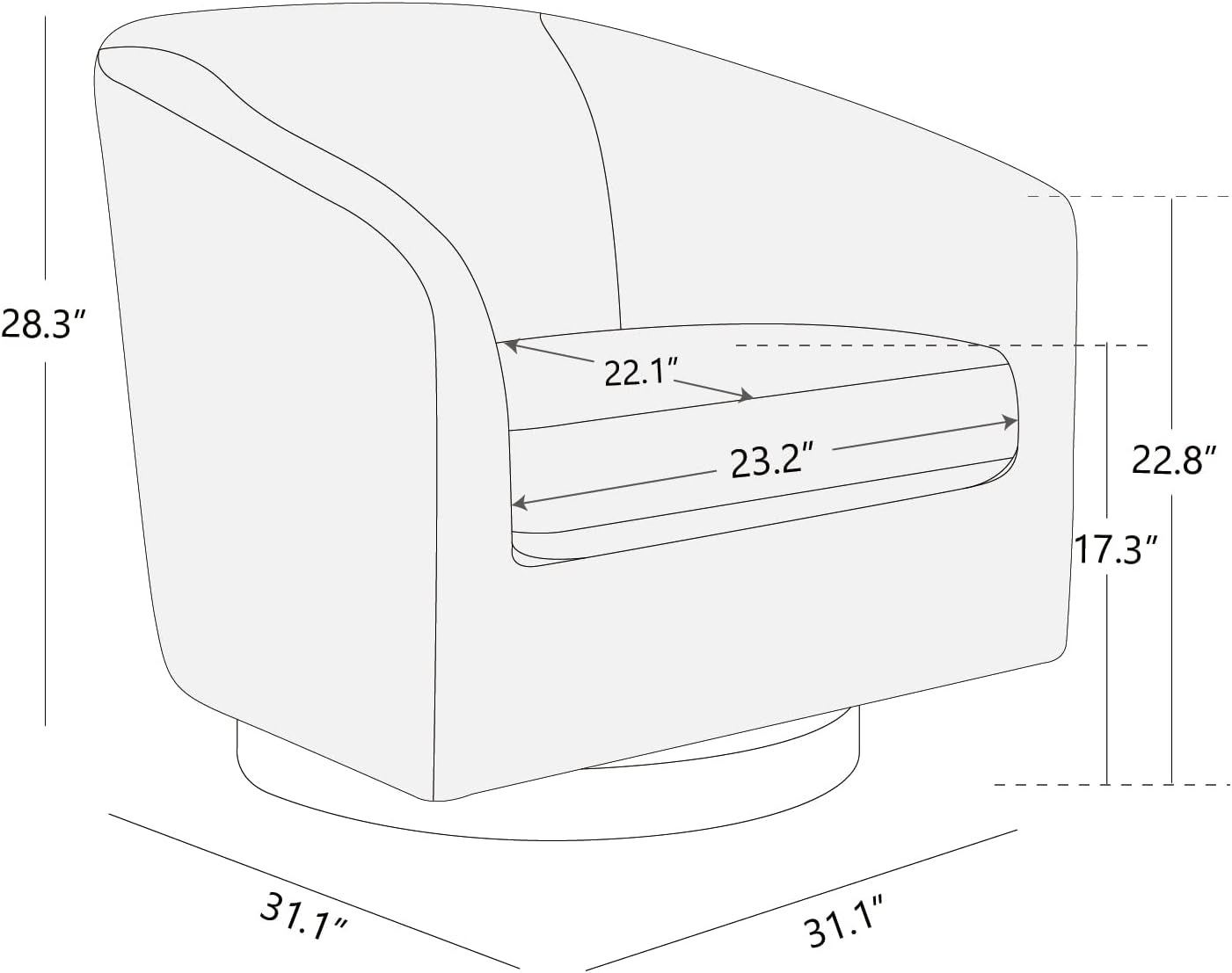 Ivory Swivel Barrel Chair Upholstered Fabric Living Room-2