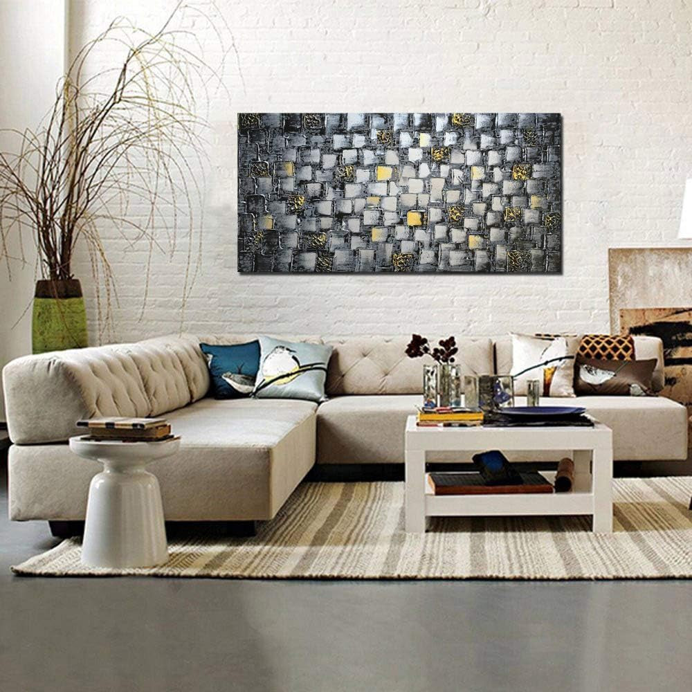 Large Abstract Canvas Wall Art Hand Painted 60x30 Inches-3