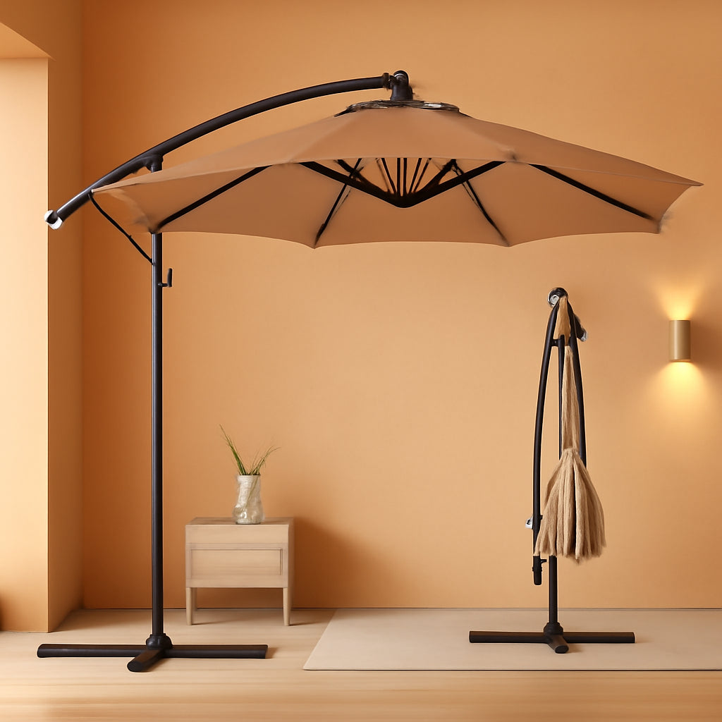 10 Ft Offset Patio Umbrella With Easy Tilt Adjustment And 8 Ribs Polyester Shade For Backyard Poolside-0