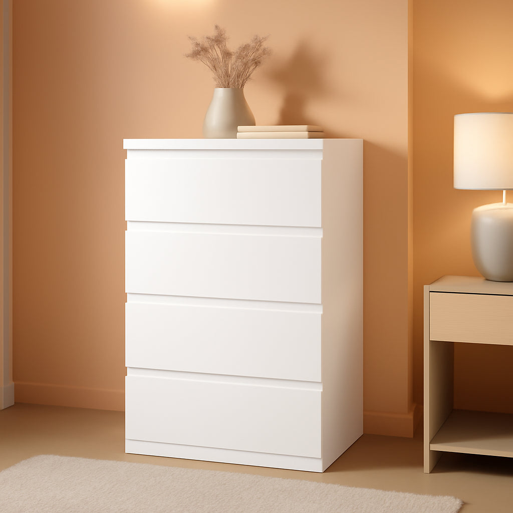 White 4 Drawer Dresser 31.5H UltraMinimalist Cabinet-0