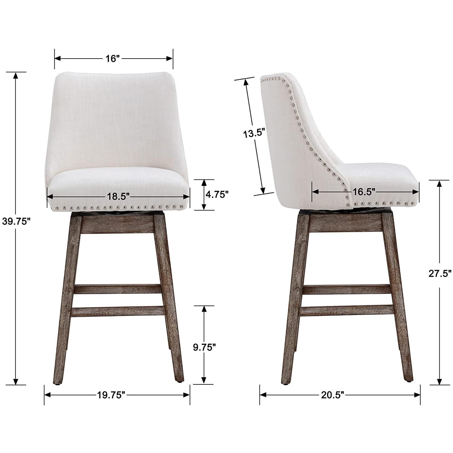 Swivel Upholstered Bar Stool With Back Wood Legs Set Of 4-1