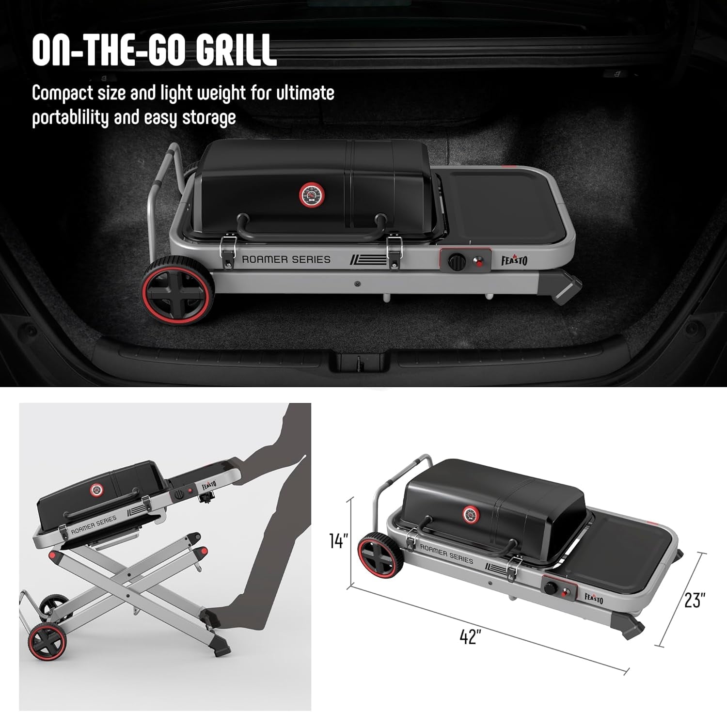 Portable Propane Grill Folding Cart Outdoor 13000 BTU