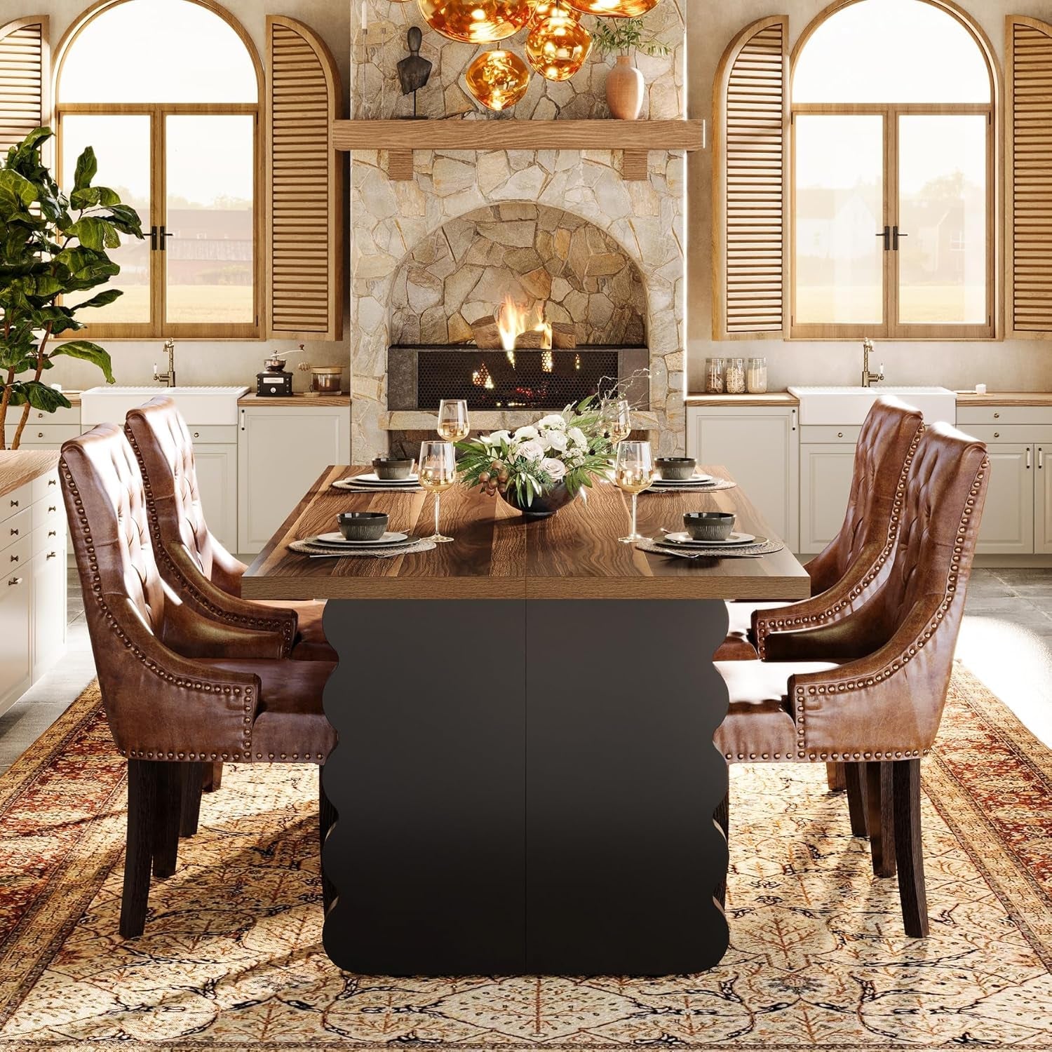 63 Inch Modern Wooden Dining Table Rectangular Kitchen-3