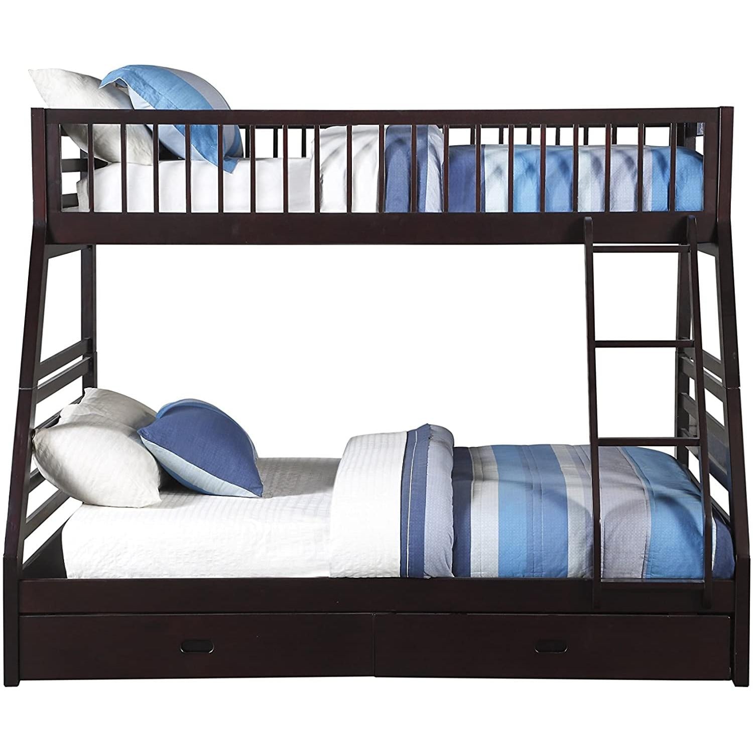 XL Twin/Queen Bunk Bed with Drawers, Espresso-4