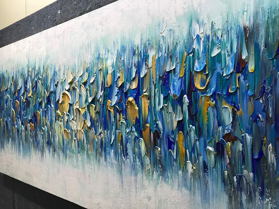 Canvas Wall Art 30x60 Inches Abstract Teal Blue Gradient Palette-2
