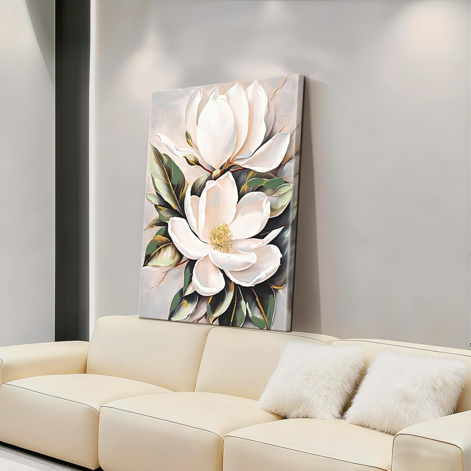 White Flower Canvas Wall Art Ready To Hang 24x32 Inches-3
