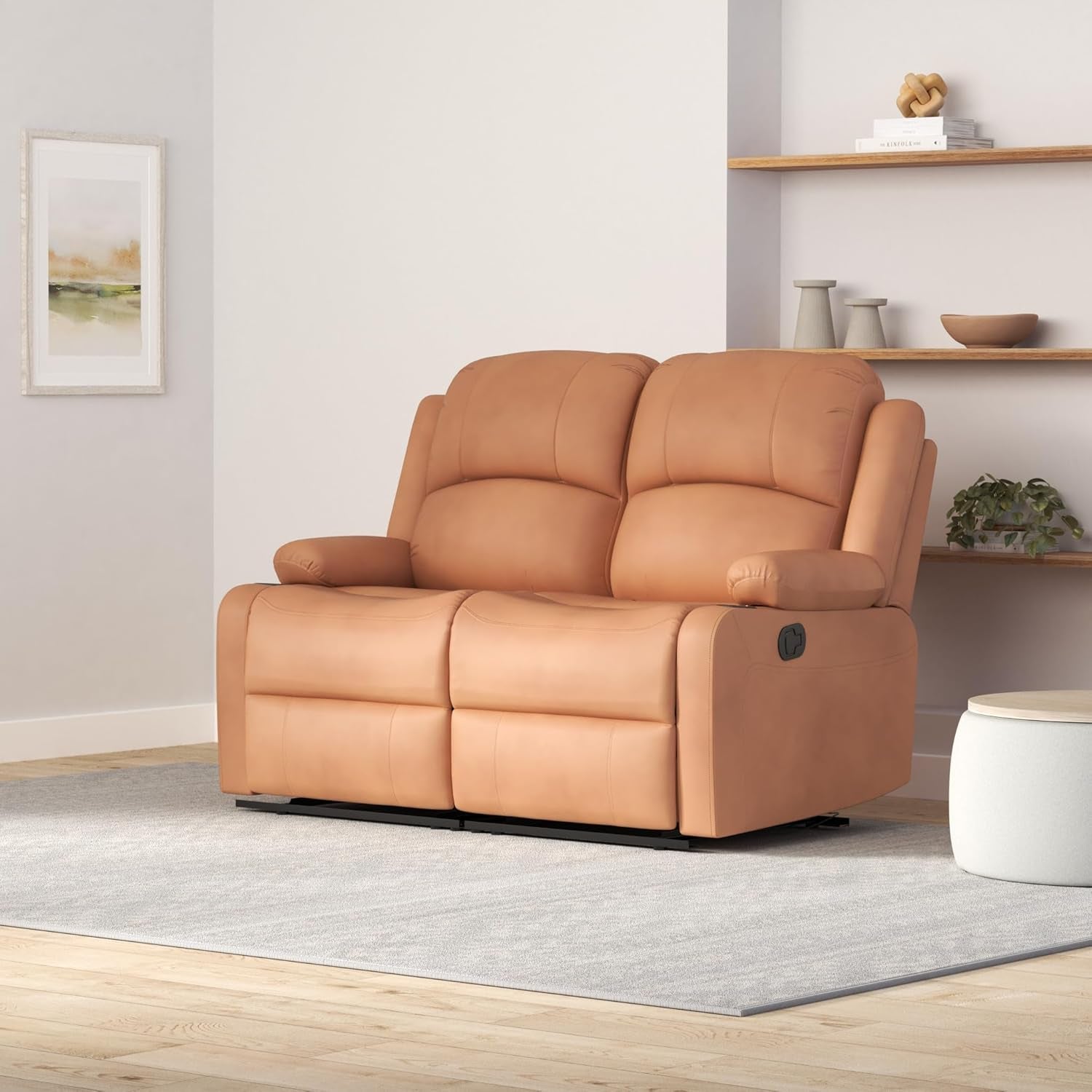 58" Wall Hugger Reclining RV Theater Seats | Double Recliner RV Sofa | RV Couch | Wall Hugger Recliner | RV Theater Seating | RV Furniture (Manual, Sand)-1