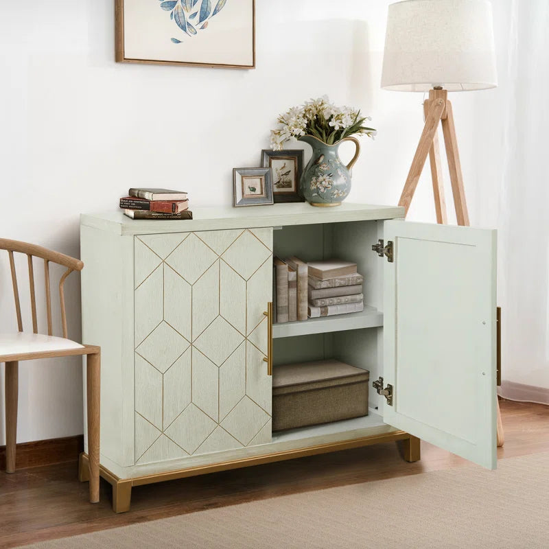 Elegant 32 Inch Contemporary Accent Cabinet Gold Trim-3