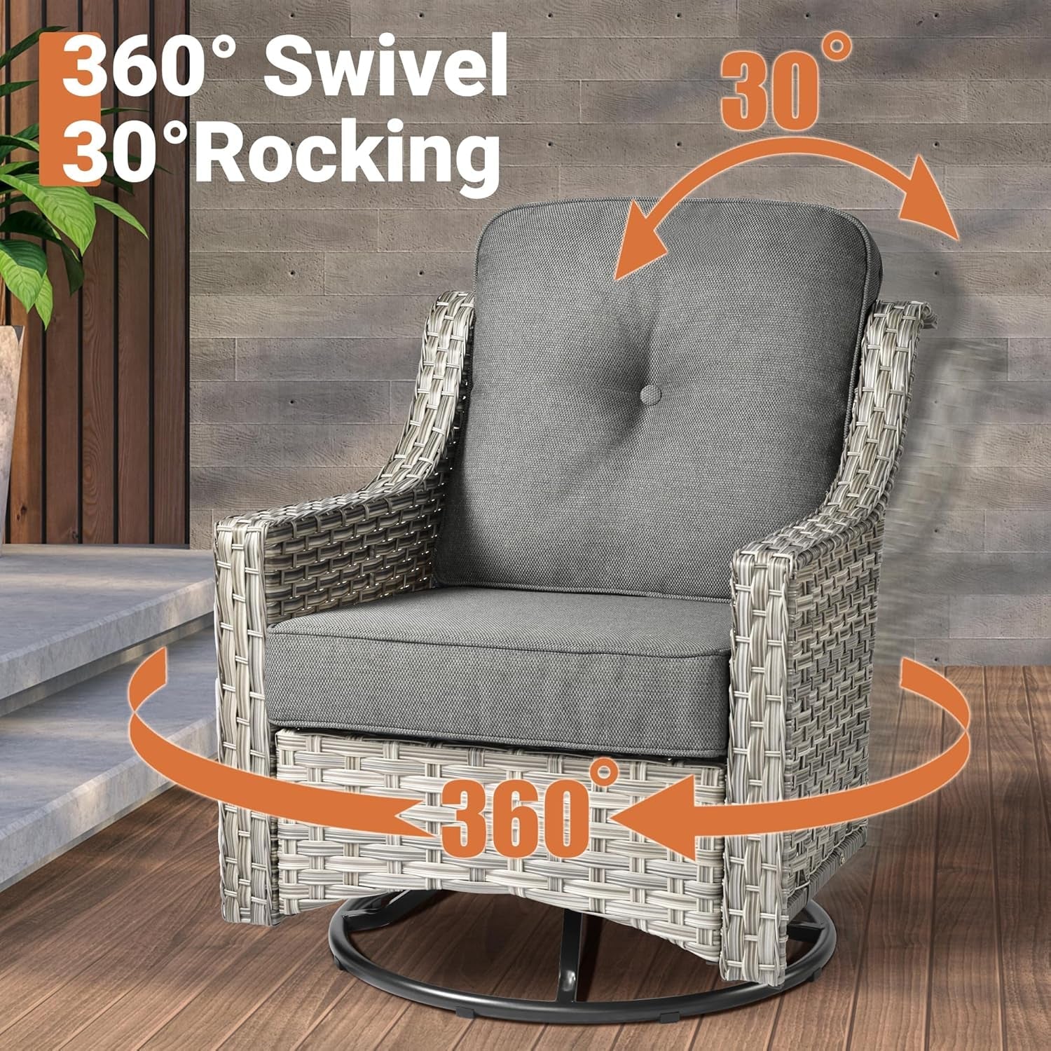 5 Piece Outdoor Patio Set With Swivel Chairs All Weather-4