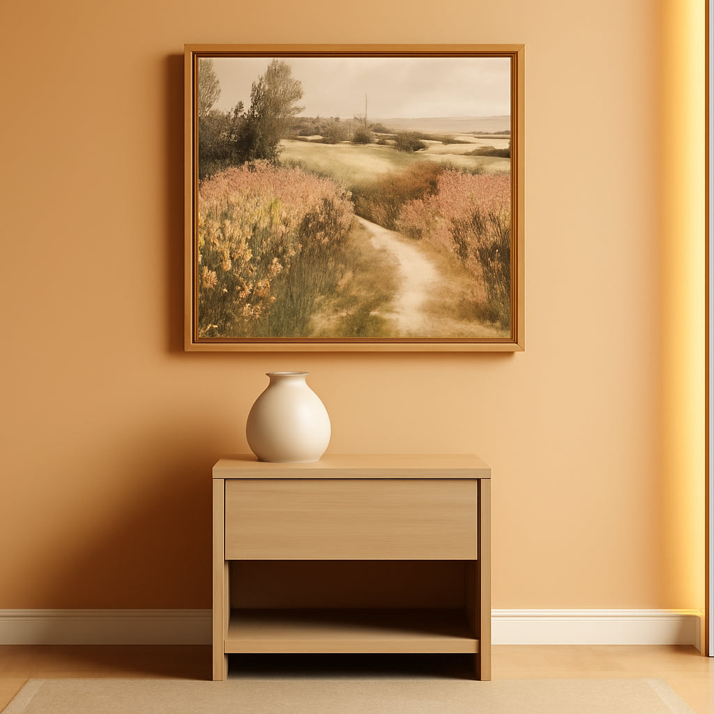 Framed Canvas Wall Art Landscape Print Wild flowers-0