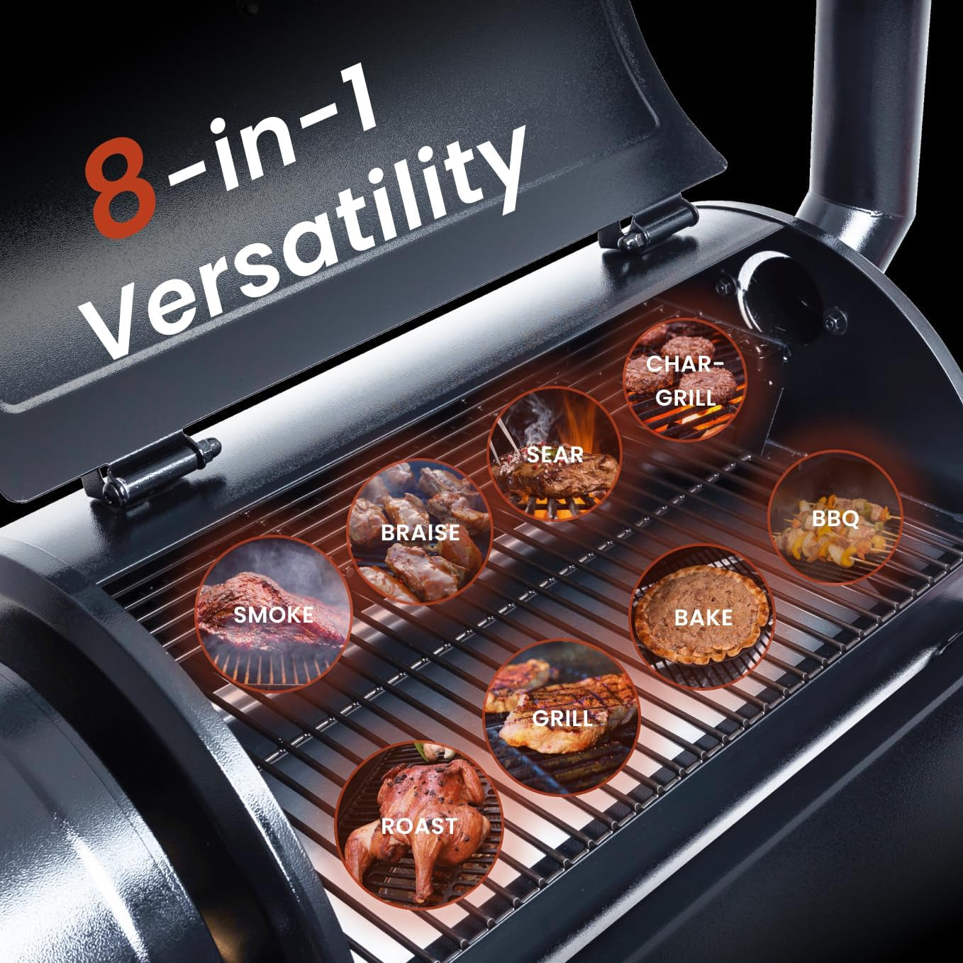 ZPG450A Pellet Grill Smoker 459 Sq In PIDV21 Controller