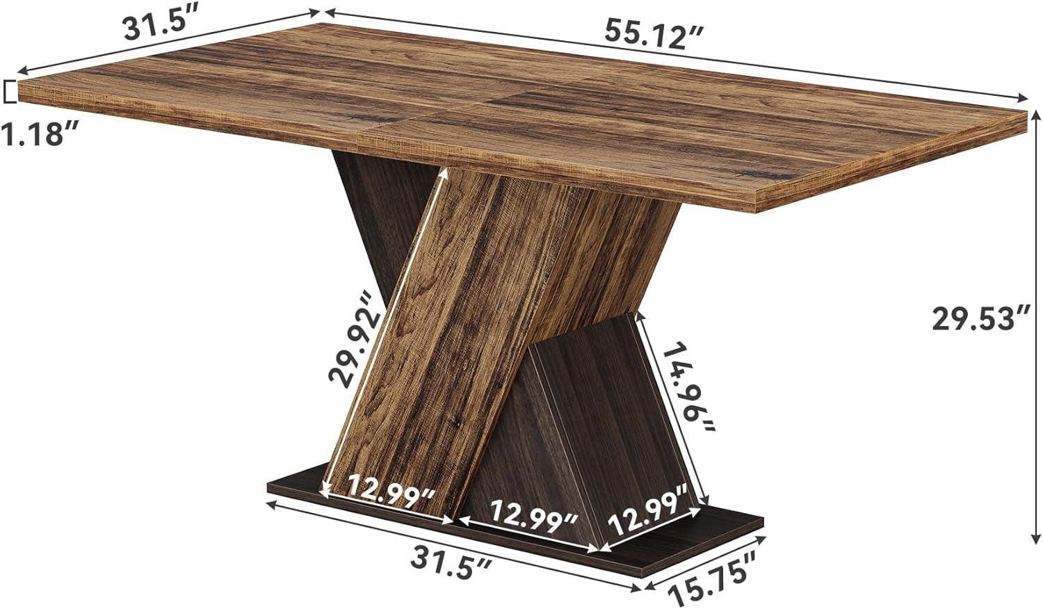 FiftyFiveInch Walnut Solid Industrial Premium Dining Table-2