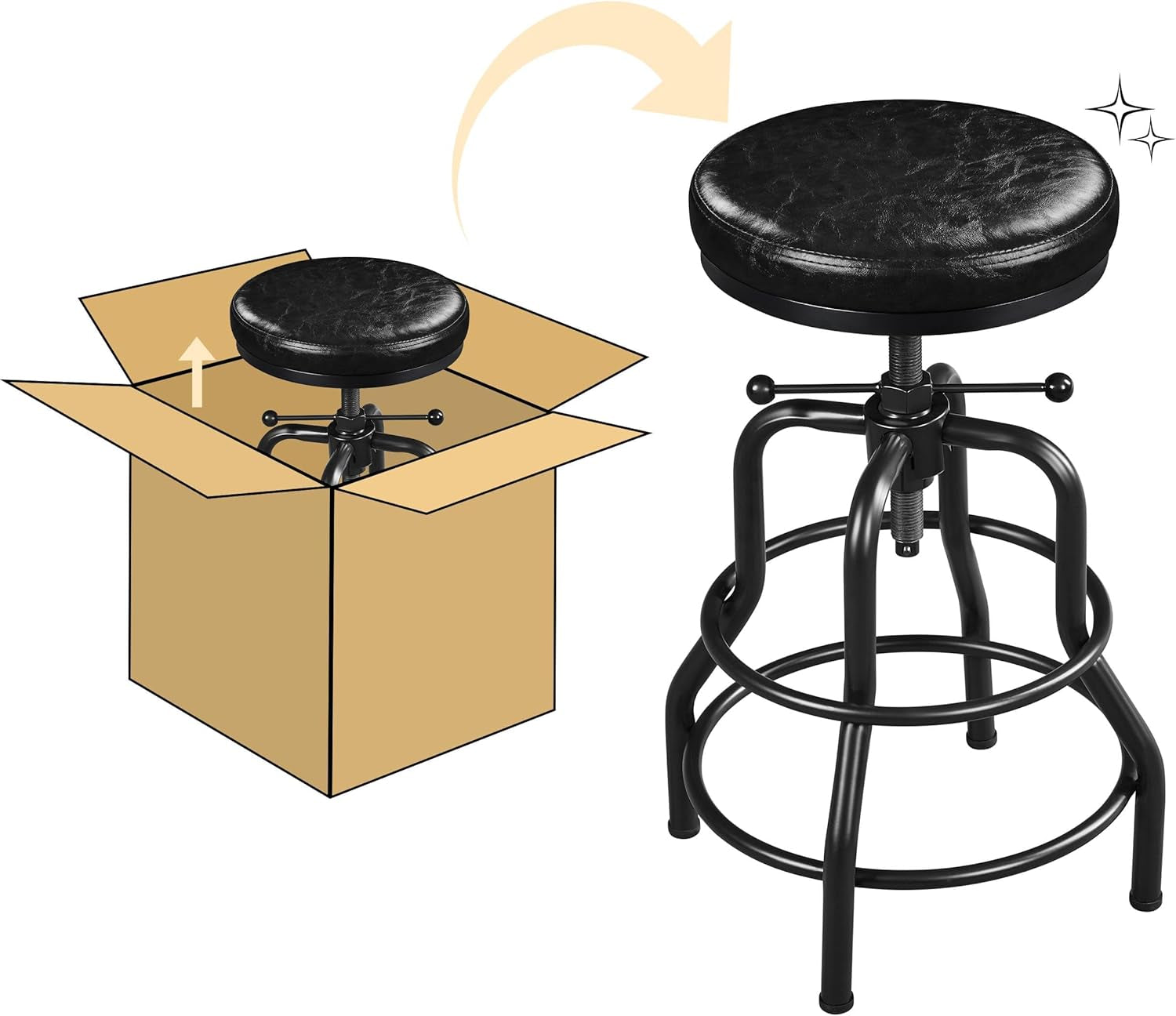 Black Bar Stool 21 To 28 Inch Industrial Kitchen Stool-3