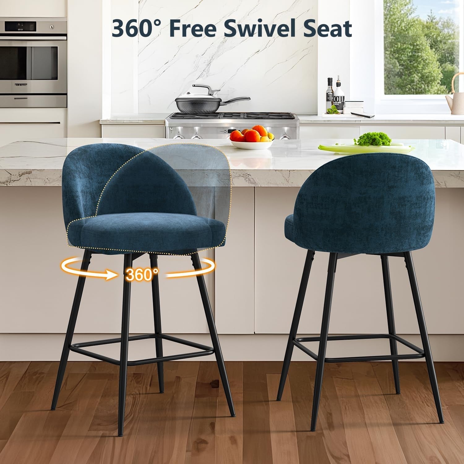 Elegant 360 Degree Swivel Bar Stools Set of Four-3
