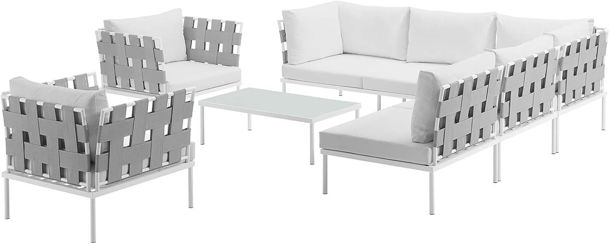 8 Piece White Aluminum Outdoor Patio Furniture Set-3