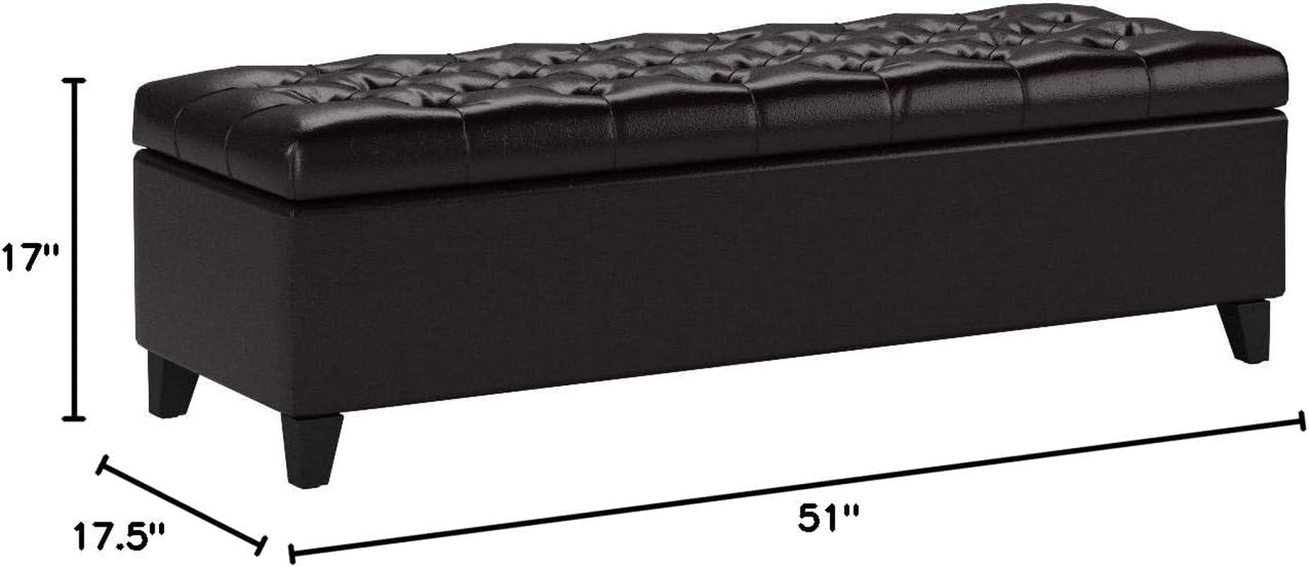 Genuine Leather Storage Ottoman Brown Large Capacity-2