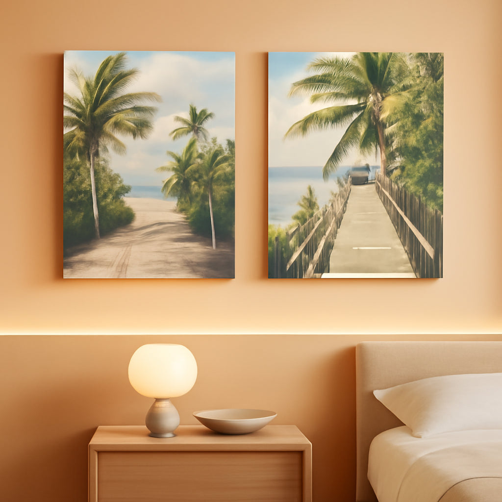 Two Panel Tropical Seascape Canvas Art 11x16 Gallery Quality-0