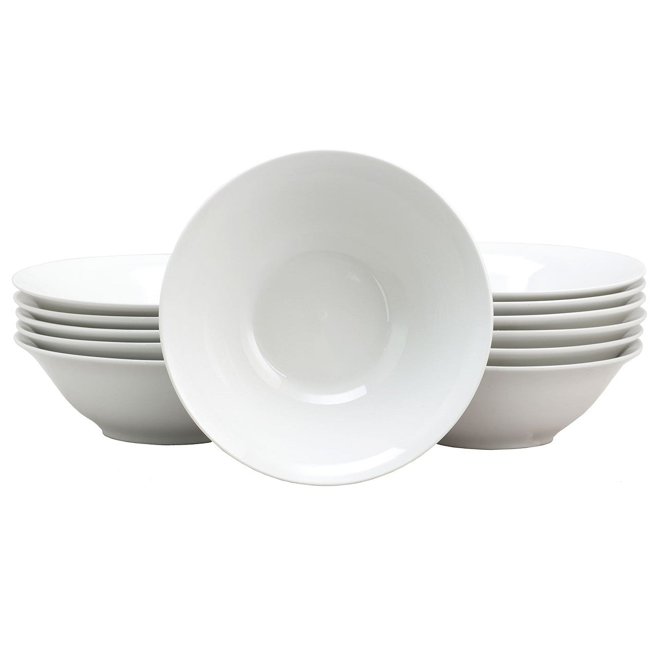 Gibson Home Noble Court 7 Inch Fine Ceramic Bowls in White 12 Piece Set-0