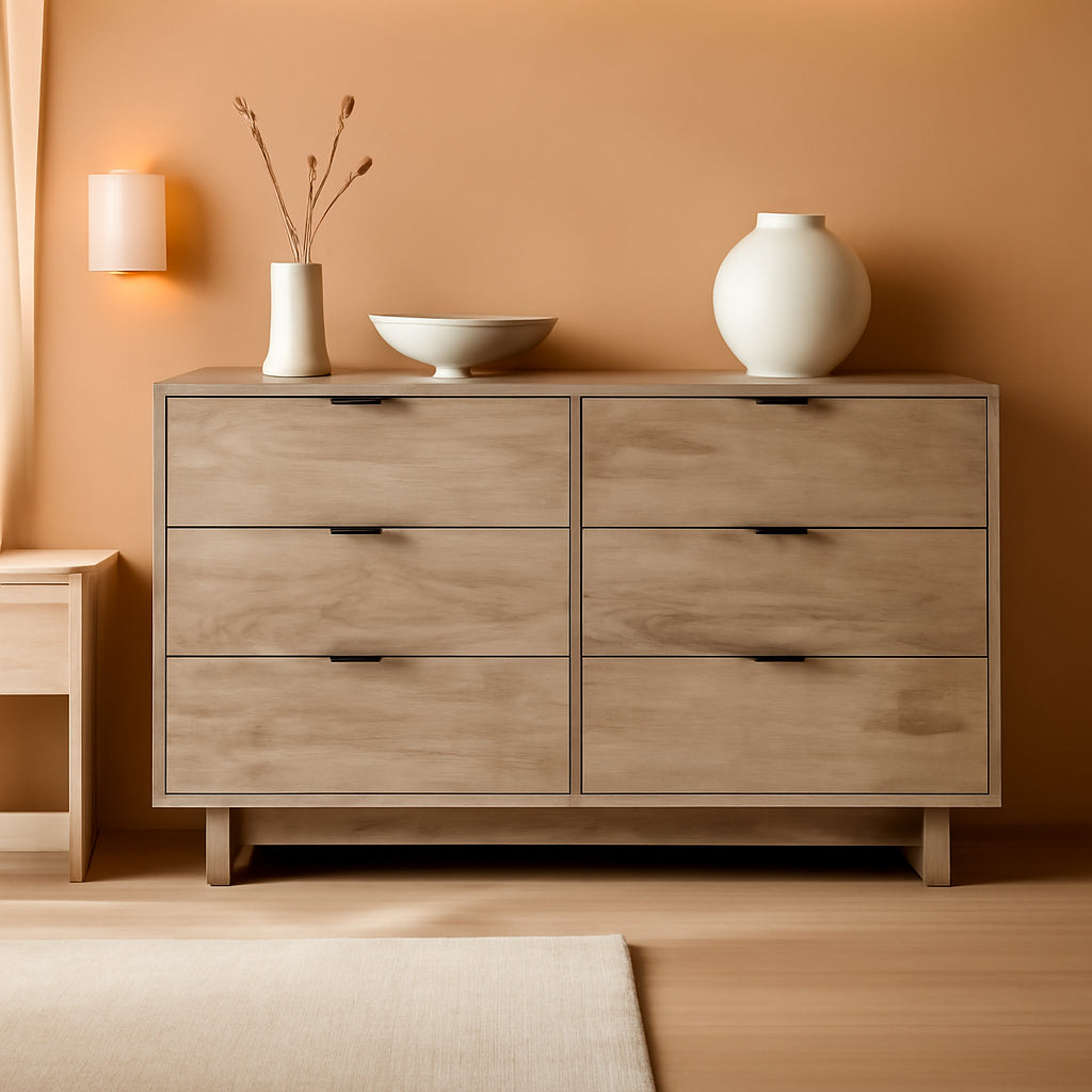 Oliah Rustic Six Drawer Dresser Light Brown Collection-0