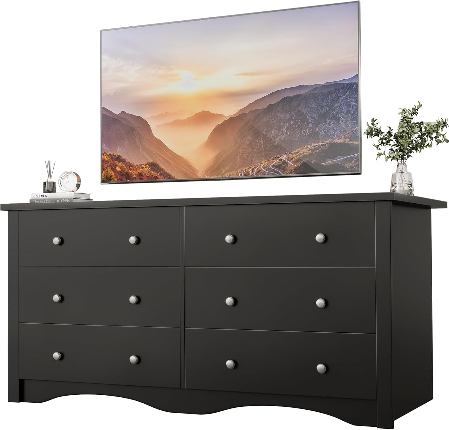 Black Dresser With Six Deep Drawers StorageSolution-3