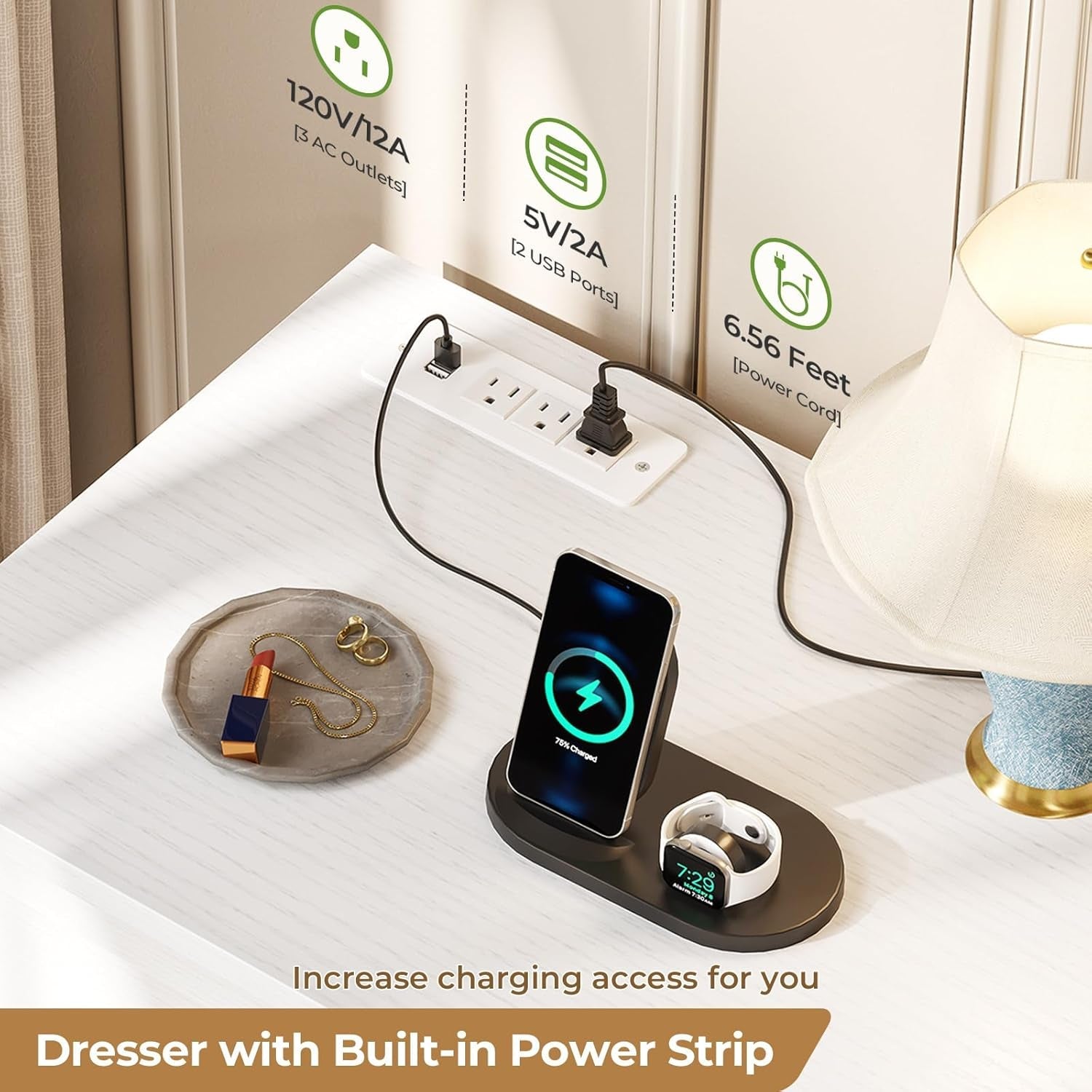 White Dresser for Bedroom with 9 Drawers, 51.2" Large Drawer Dresser with Charging Station, Wide Farmhouse Dresser Chest of Drawers, Wooden Storage Tower Organizer, Dresser for Bedroom Closet-4