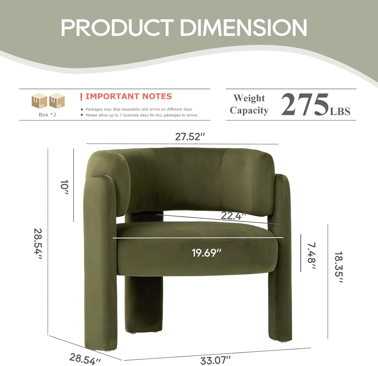 Velvet Accent Chair Set Of 2 Green Barrel Armchairs-1