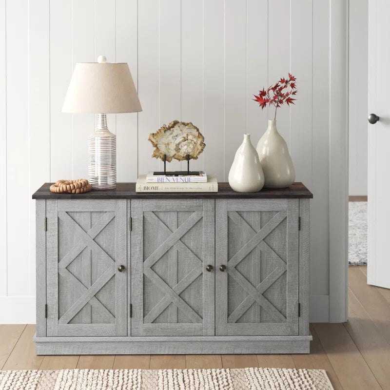 Coastal Farmhouse Accent Cabinet With Three Doors Storage-0