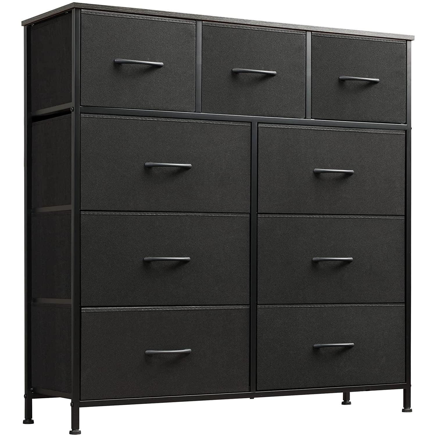 Charcoal Black 9-Drawer Fabric Dresser-1
