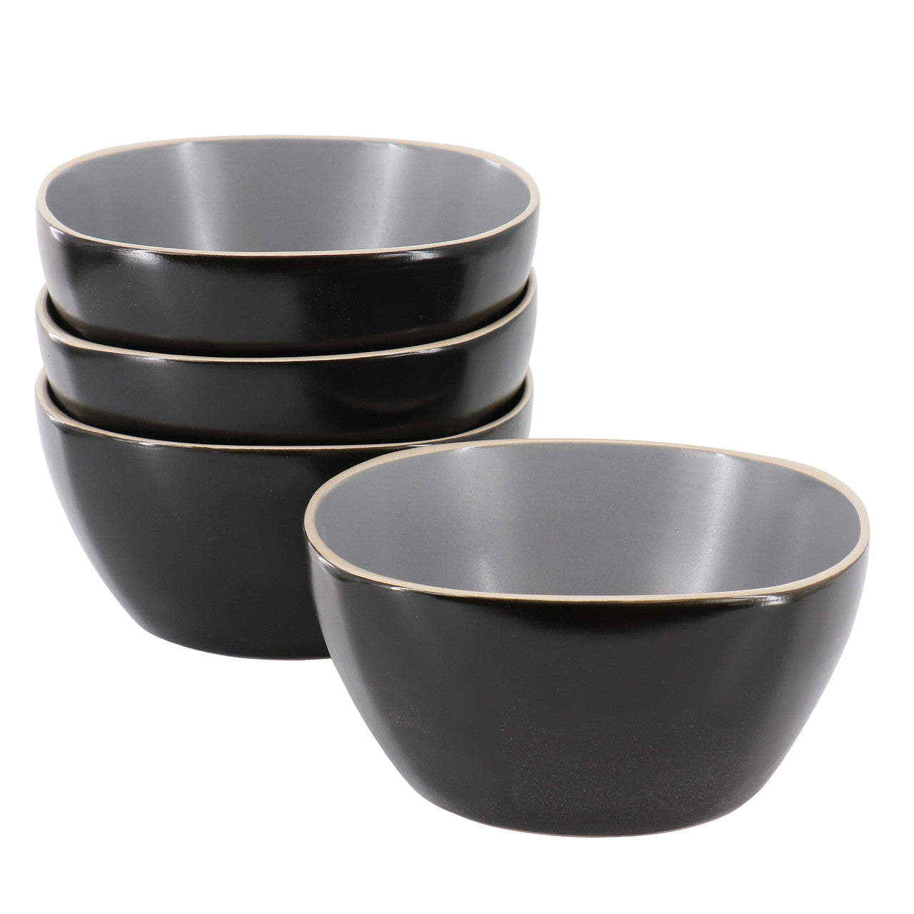 Hometrends Soho Lounge 4 Piece 6 Inch Stoneware Bowl Set in Grey-0