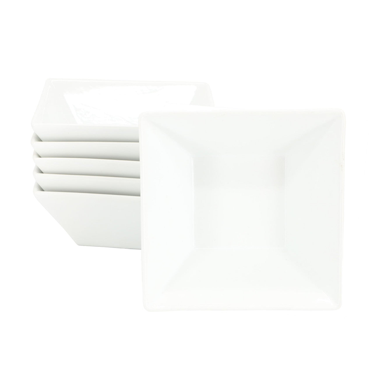 Our Table Simply White 6 Piece 26 Ounce Fine Ceramic Square Soup Bowl Set in White-0