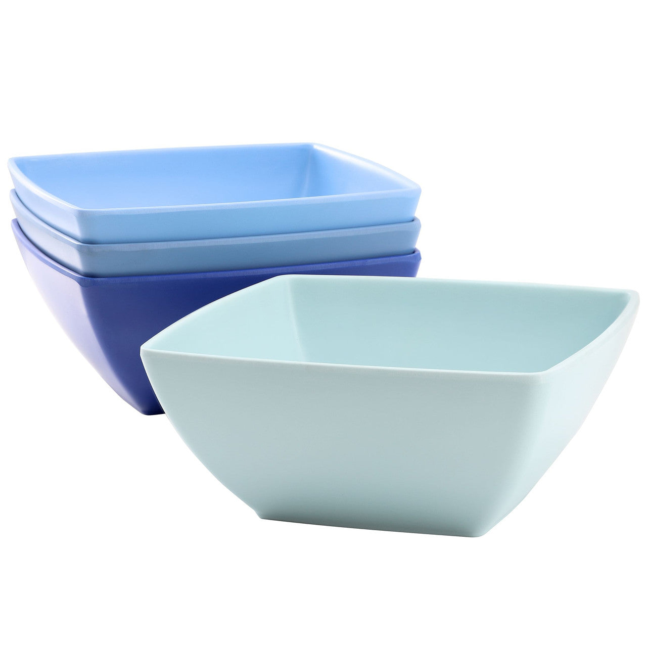 Gibson Home Grayson 4 Piece 6 Inch Square Melamine Dinner Bowl Set in Assorted Blue-0