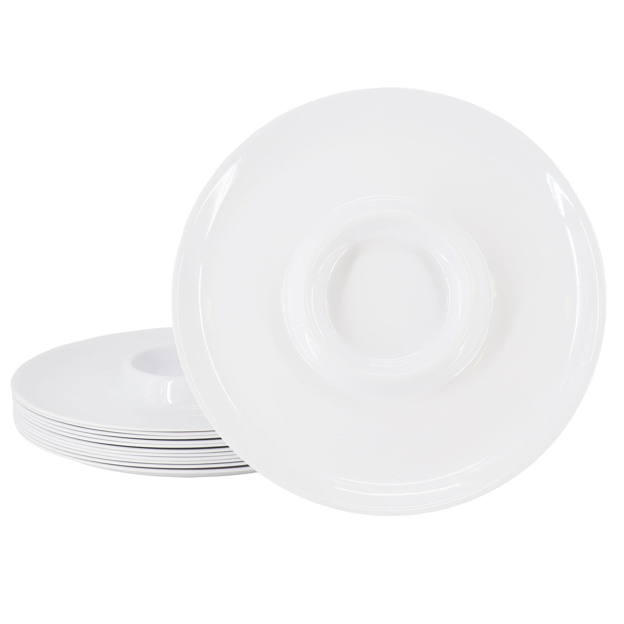 Gibson Home Grayson 12 Piece 12 Inch Round Melamine Chip and Dip Platter Set in White-0