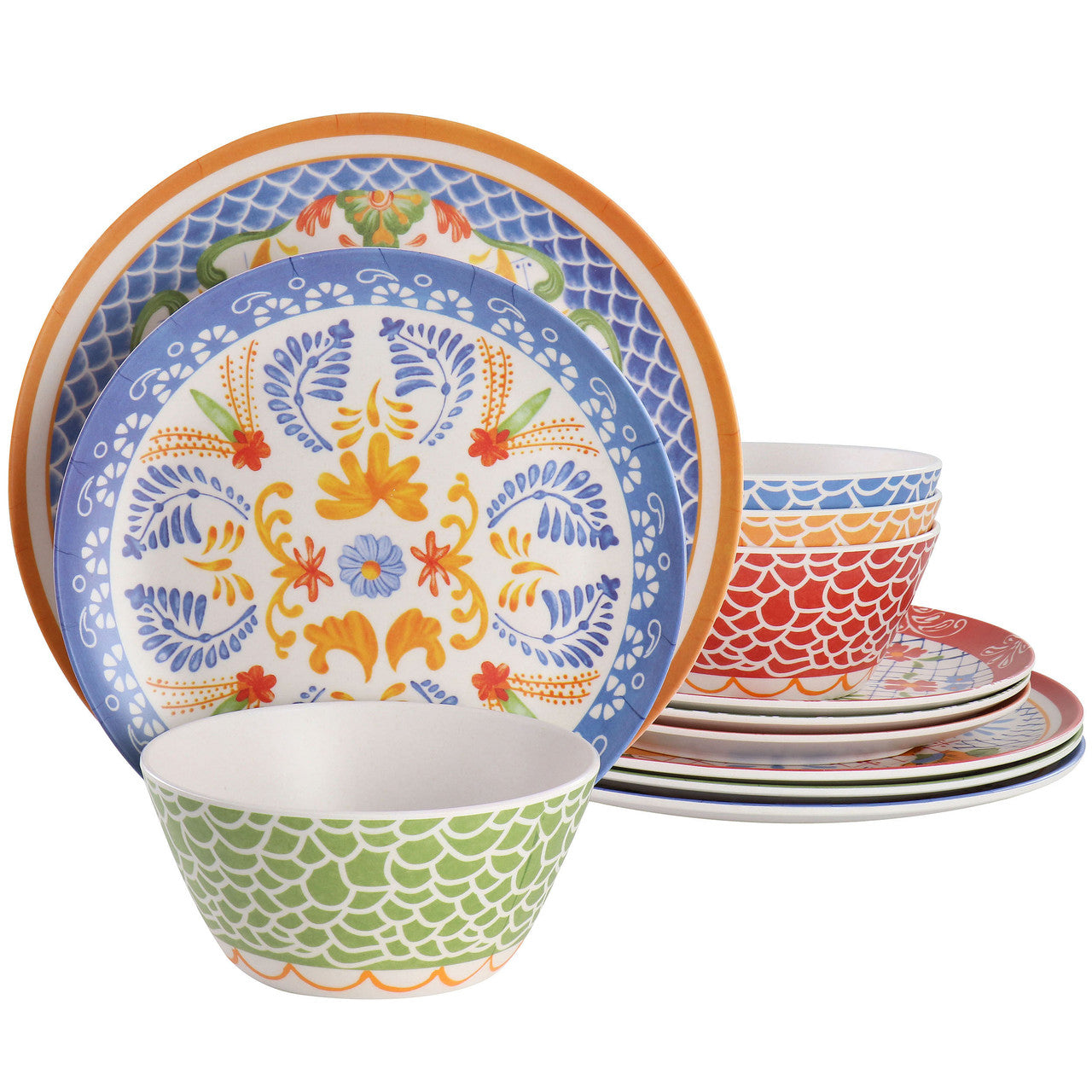 Laurie Gates California Designs Tierra 12 Piece Bamboo Fiber Dinnerware Set in Multi-Color-0