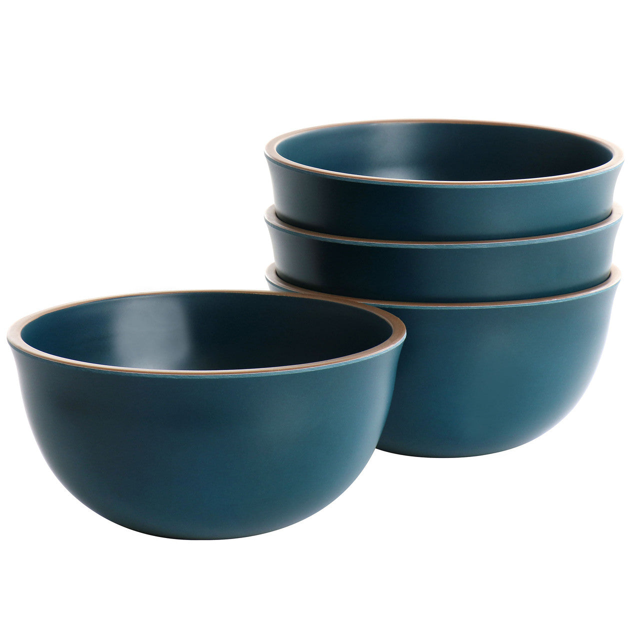 Gibson Home Rockabye 4 Piece Melamine Cereal Bowl Set in Dark Teal-0