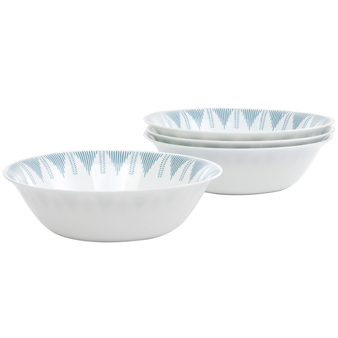 Ultra by Gibson Piper Point 4 Piece 7.5 Inch Round Tempered Opal Glass Bowl Set in Blue-0