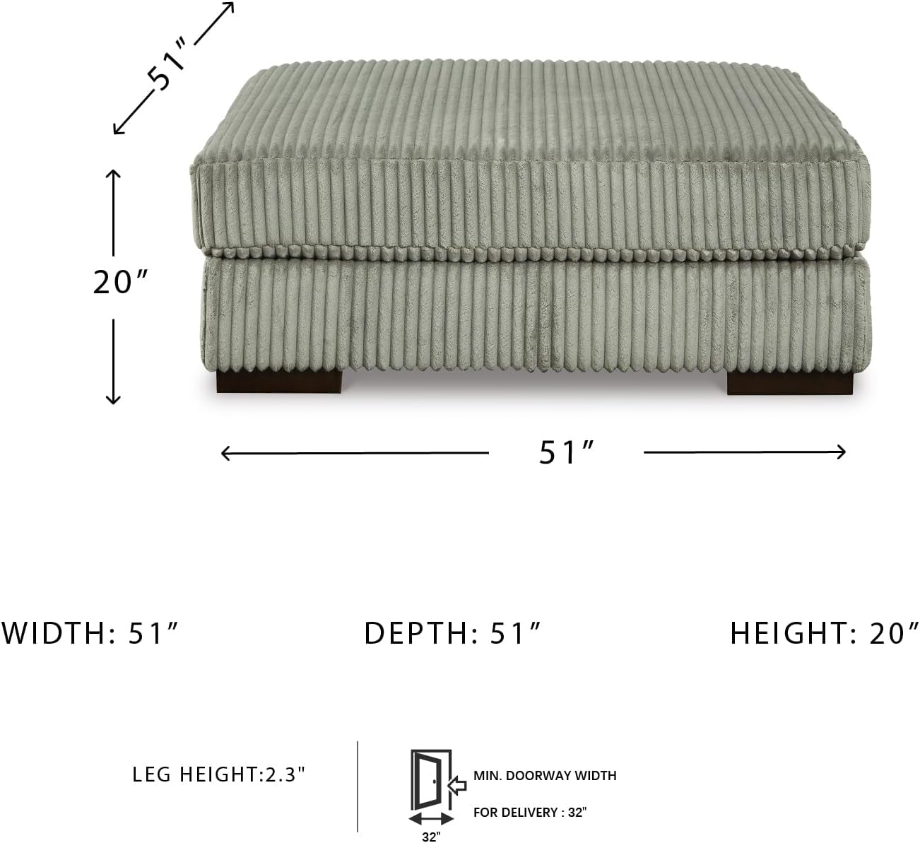 Oversized Tufted Upholstered Ottoman With Light Gray-2